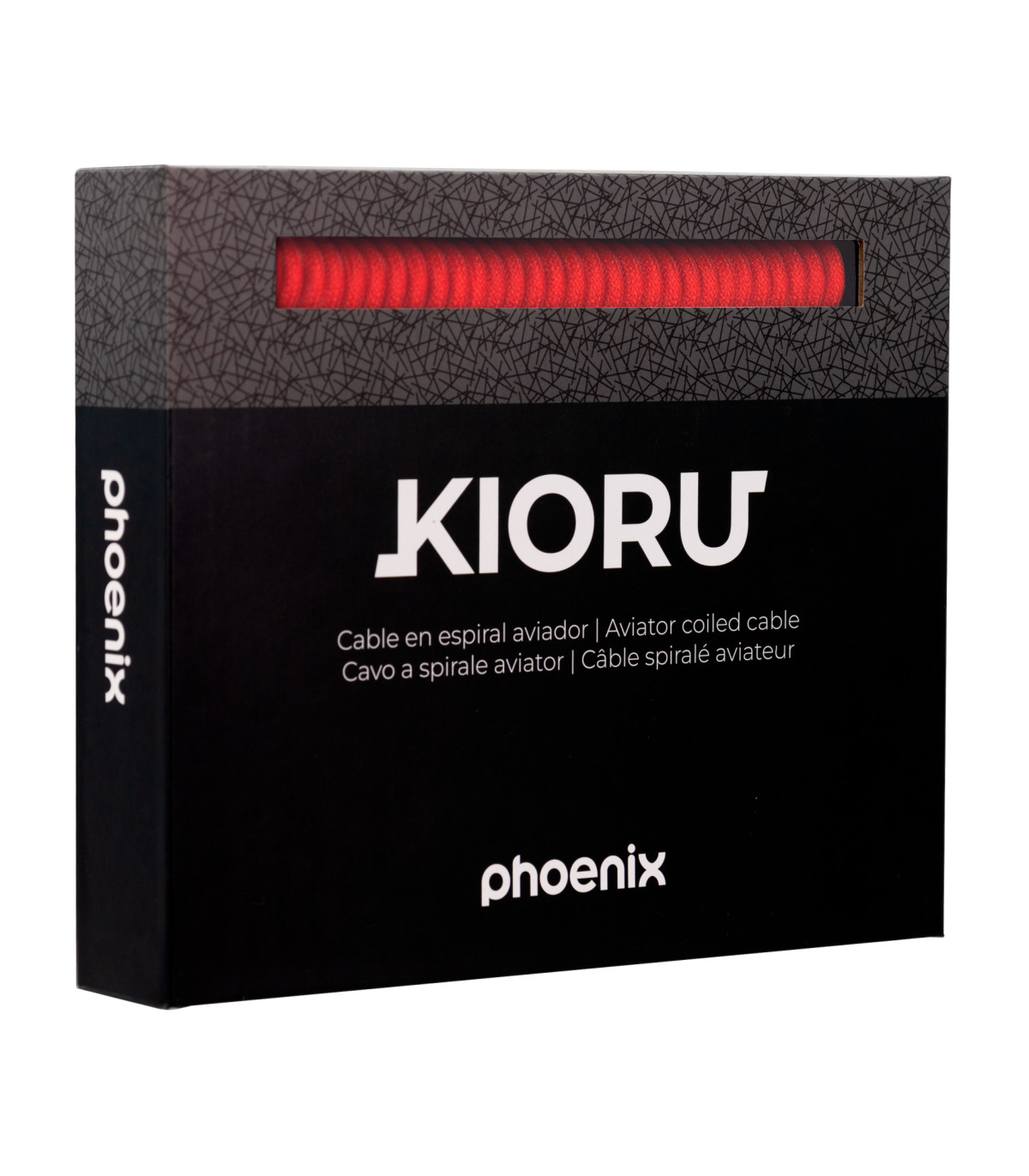 Phoenix kioru cable aviador en espiral con conector tipo c para teclados gaming negro y rojo
