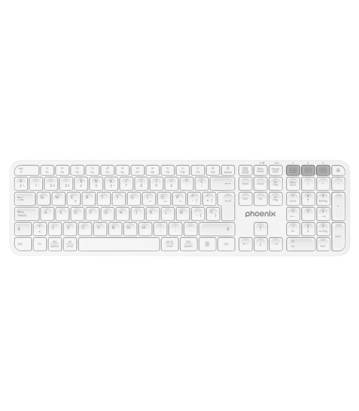 Teclado inalámbrico multidispositivo phoenix k300 blueooth dual y 2.4ghz blanco