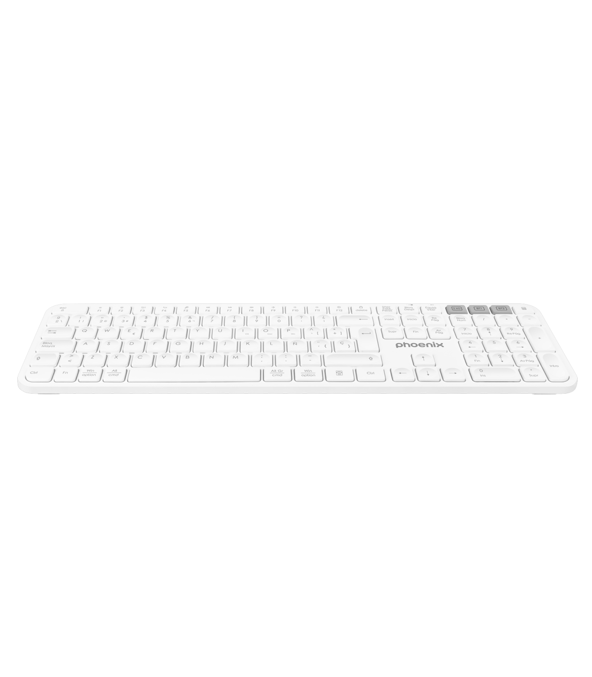 Teclado inalámbrico multidispositivo phoenix k300 blueooth dual y 2.4ghz blanco