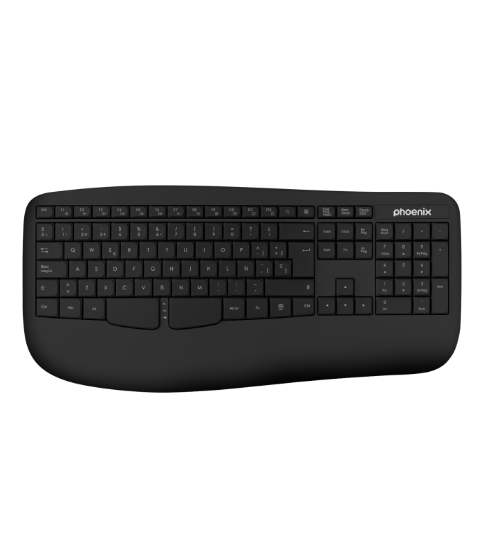 Phoenix k201 teclado ergonomico inalambrico 2.4ghz negro