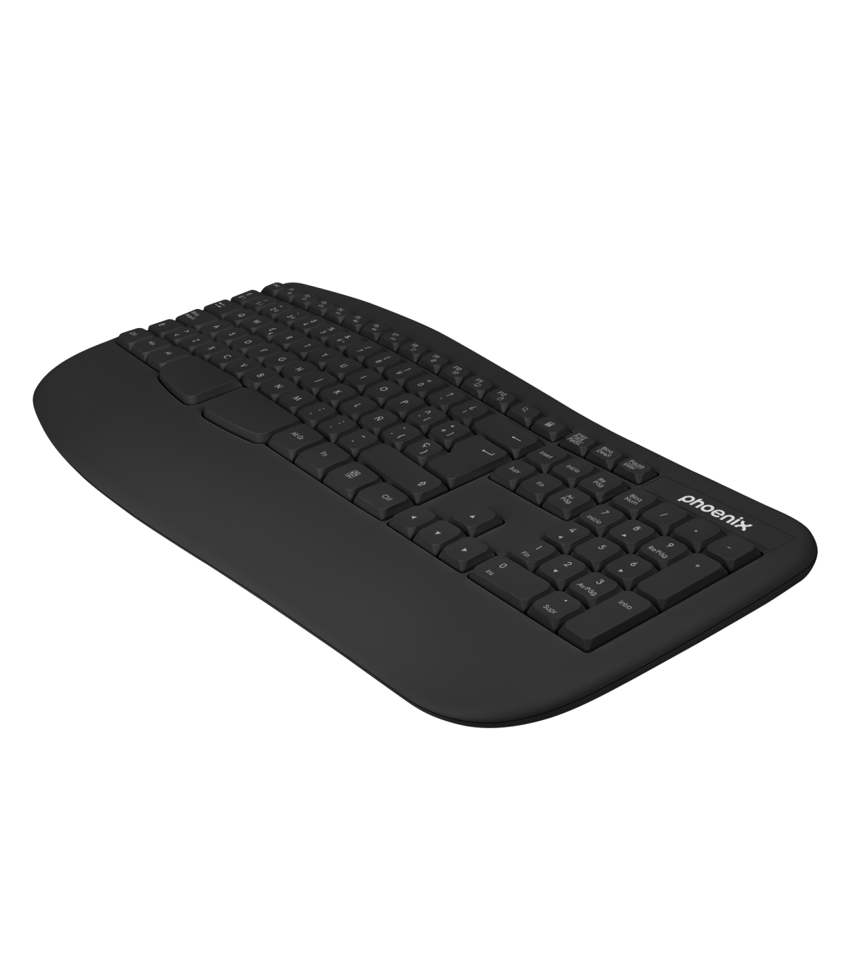 Phoenix k201 teclado ergonomico inalambrico 2.4ghz negro