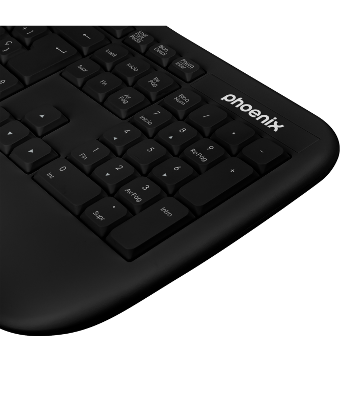 Phoenix k201 teclado ergonomico inalambrico 2.4ghz negro