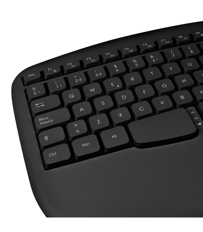 Phoenix k201 teclado ergonomico inalambrico 2.4ghz negro