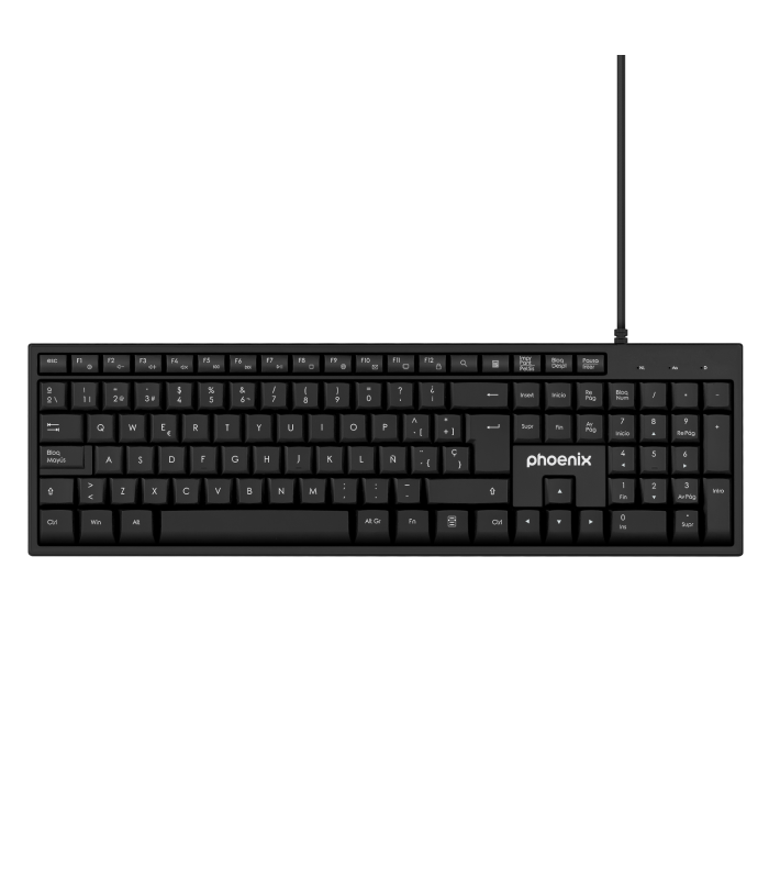 Phoenix k100 teclado multimedia usb negro qwerty oficina