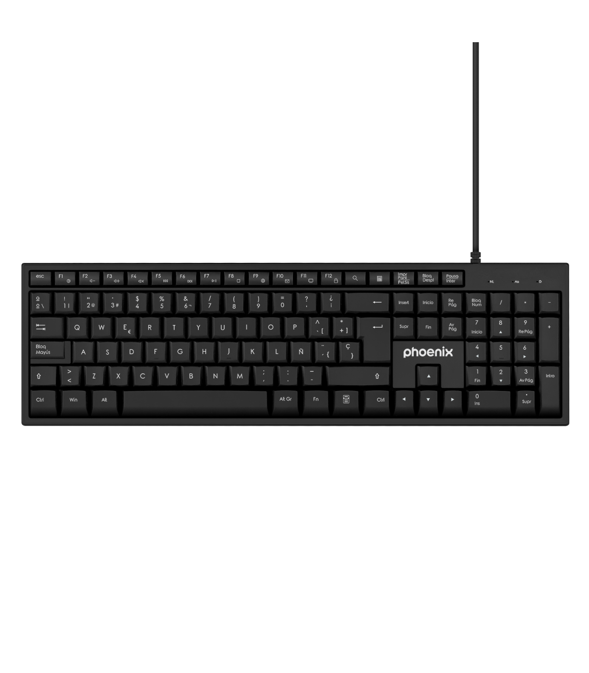 Phoenix k100 teclado multimedia usb negro qwerty oficina