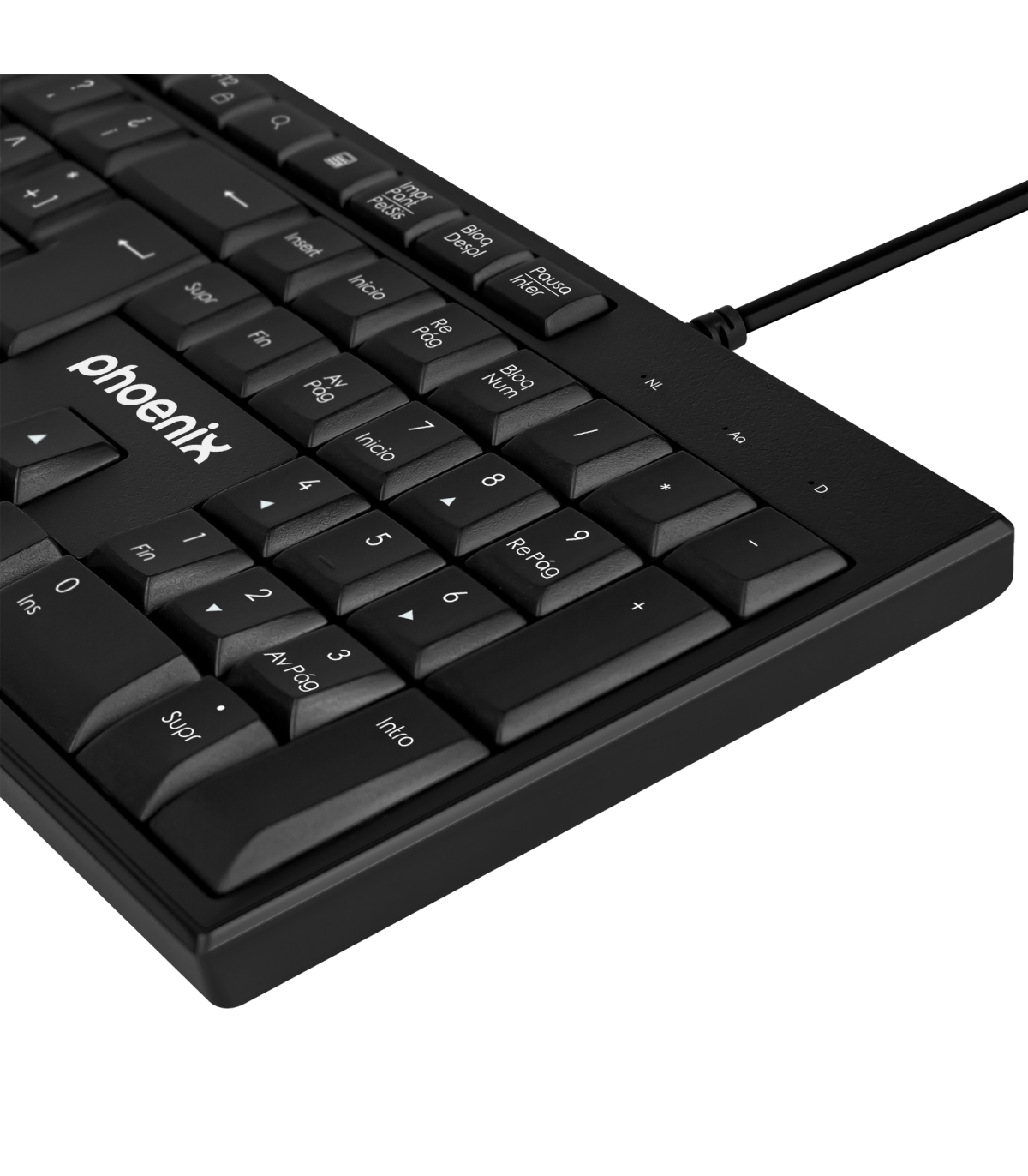Phoenix k100 teclado multimedia usb negro qwerty oficina