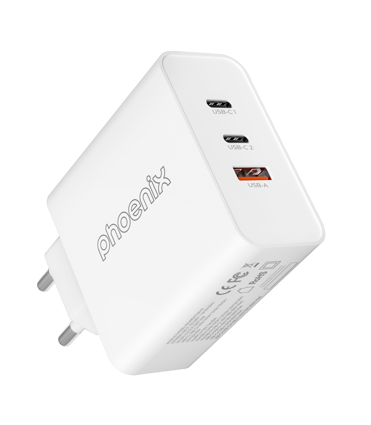 Cargador tipo c 65w gan phoenix universal para portatil tablet o smartphone carga rapida