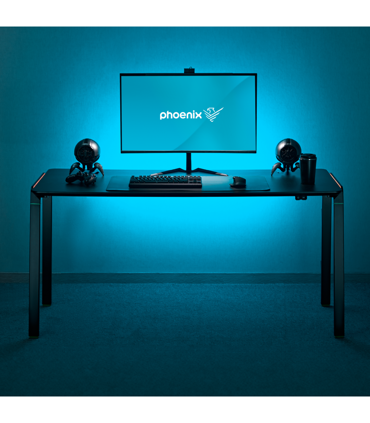 Phoenix horizon mesa escritorio gaming xl 150cm x 65cm luces rgb