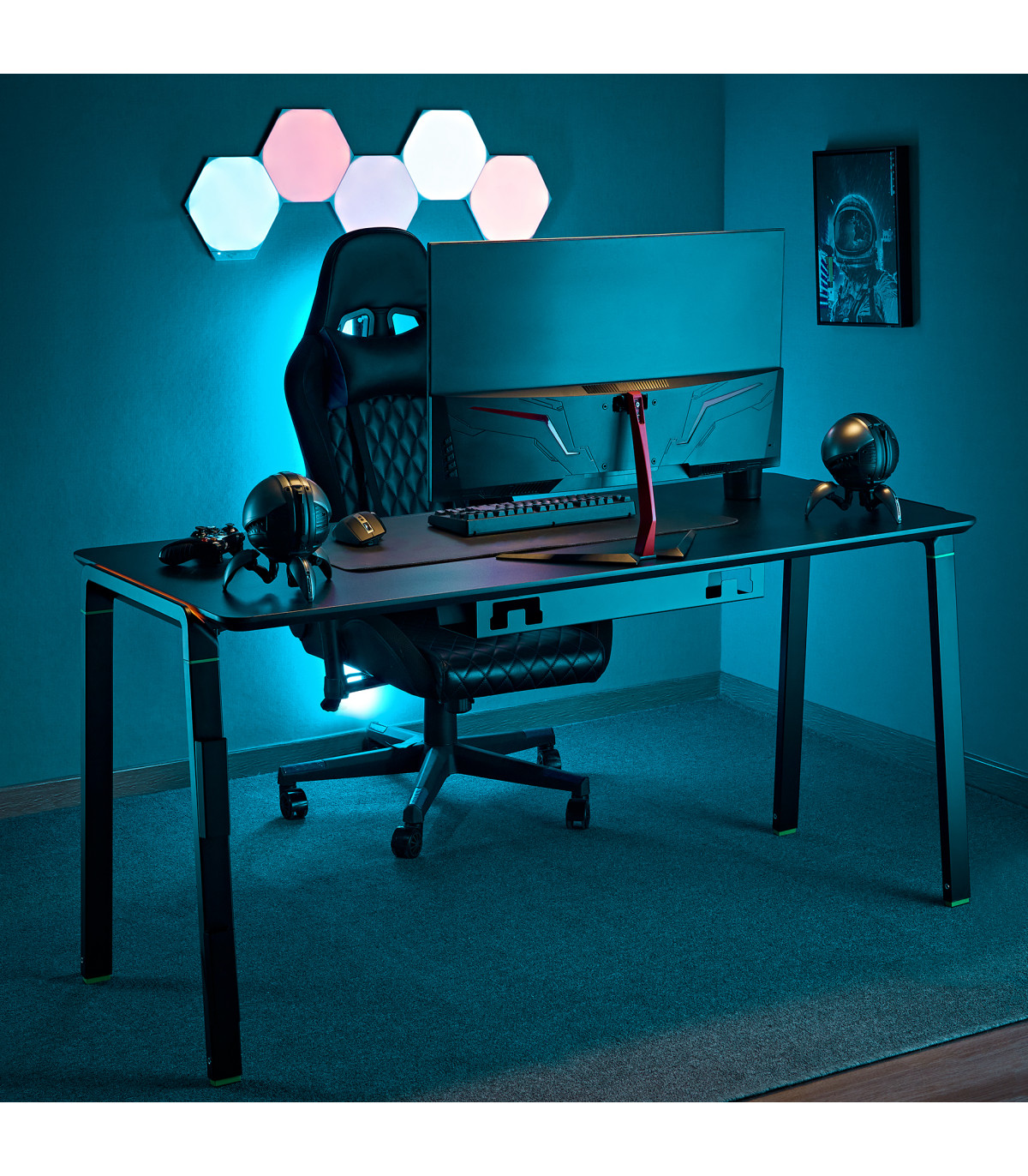 Phoenix horizon mesa escritorio gaming xl 150cm x 65cm luces rgb