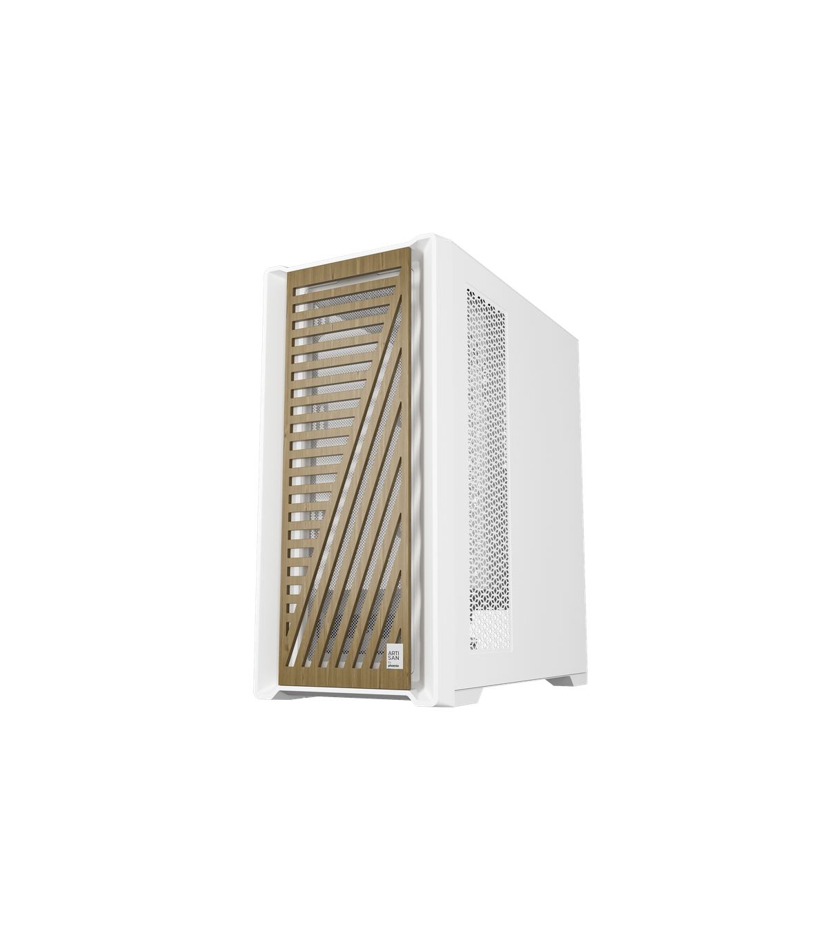 Caja ordenador phoenix gaming artisan noble blanca frontal de madera atx filtros antipolvo tipo c