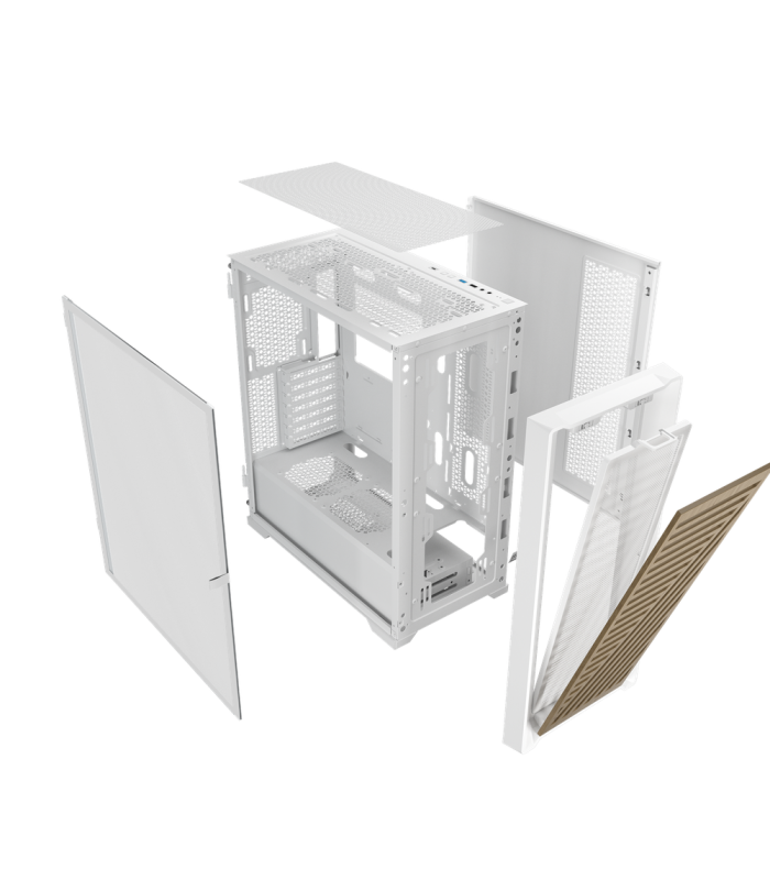 Caja ordenador phoenix gaming artisan noble blanca frontal de madera atx filtros antipolvo tipo c