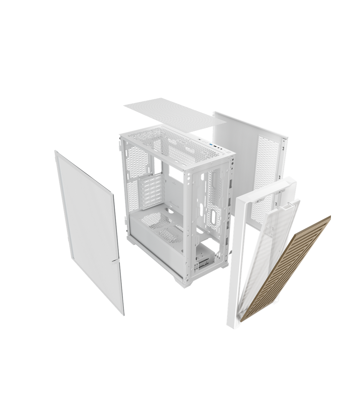 Caja ordenador phoenix gaming artisan noble blanca frontal de madera atx filtros antipolvo tipo c