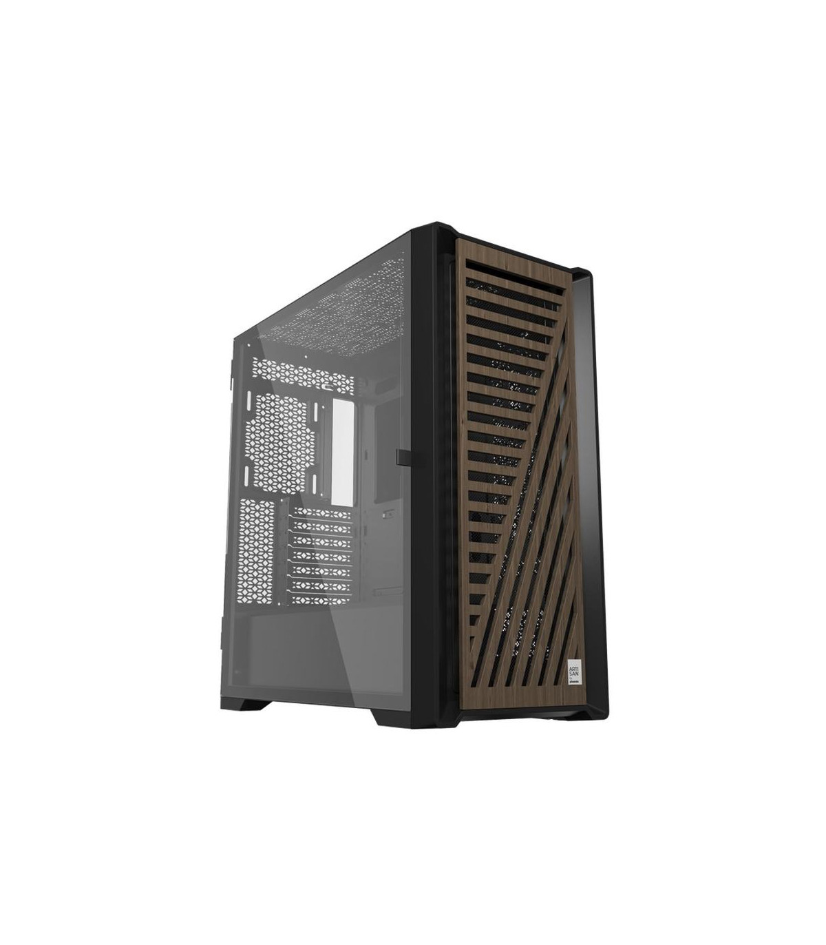Caja ordenador phoenix gaming artisan noble negra frontal de madera atx filtros antipolvo tipo c