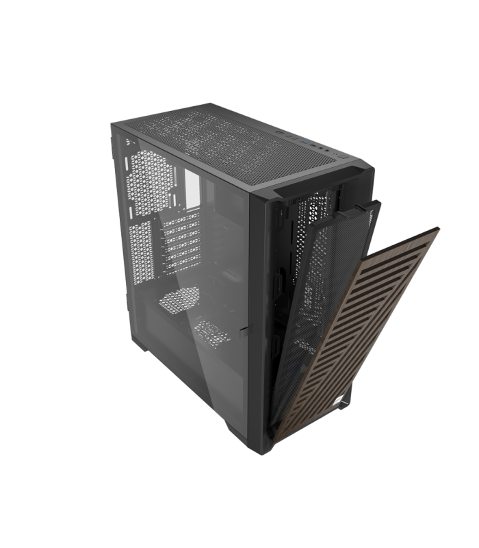 Caja ordenador phoenix gaming artisan noble negra frontal de madera atx filtros antipolvo tipo c