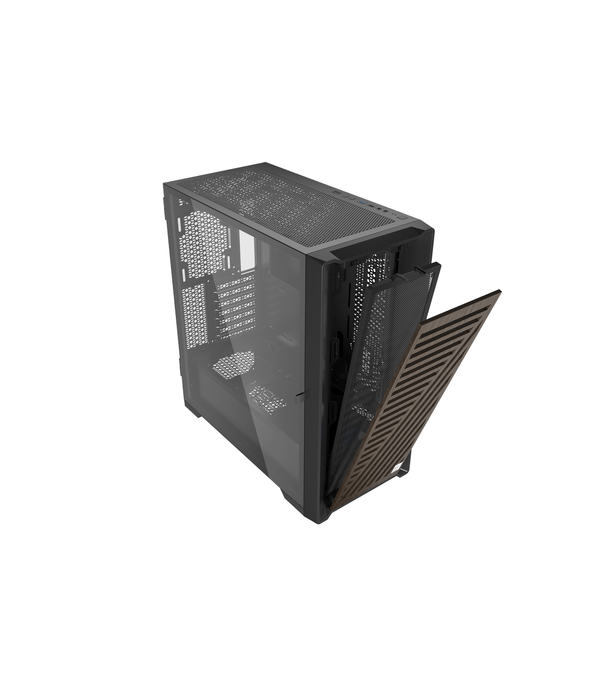 Caja ordenador phoenix gaming artisan noble negra frontal de madera atx filtros antipolvo tipo c