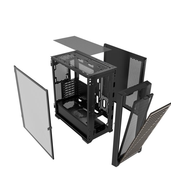 Caja ordenador phoenix gaming artisan noble negra frontal de madera atx filtros antipolvo tipo c