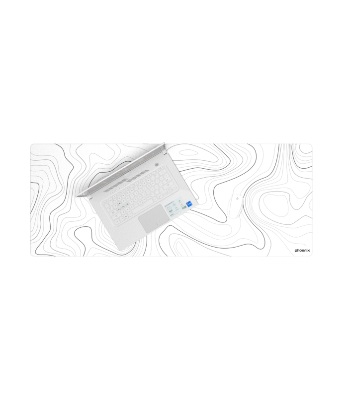 Alfombrilla phoenix stratos para ratón escritorio blanca 90 x 40 cm con base de corcho y superficie cuero pu