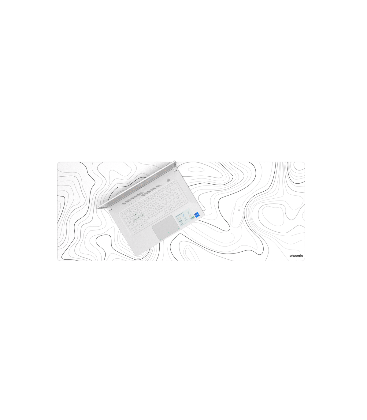 Alfombrilla phoenix stratos para ratón escritorio blanca 90 x 40 cm con base de corcho y superficie cuero pu