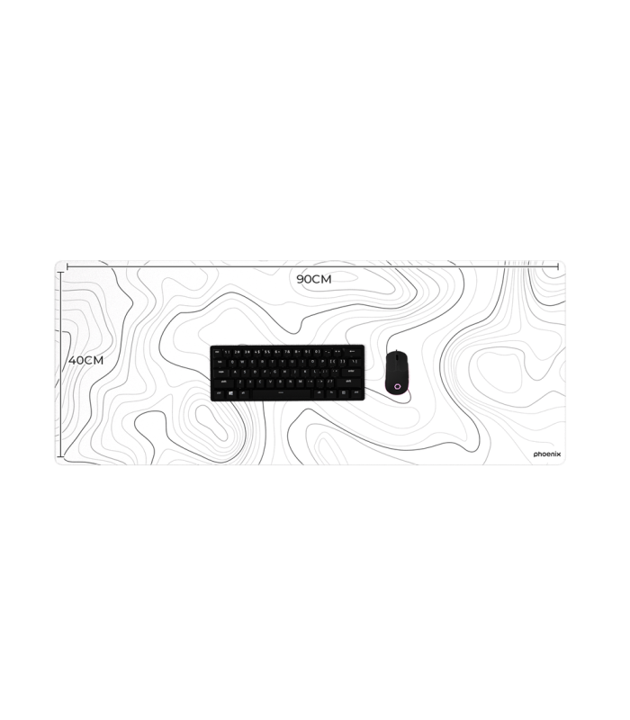 Alfombrilla phoenix stratos para ratón escritorio blanca 90 x 40 cm con base de corcho y superficie cuero pu