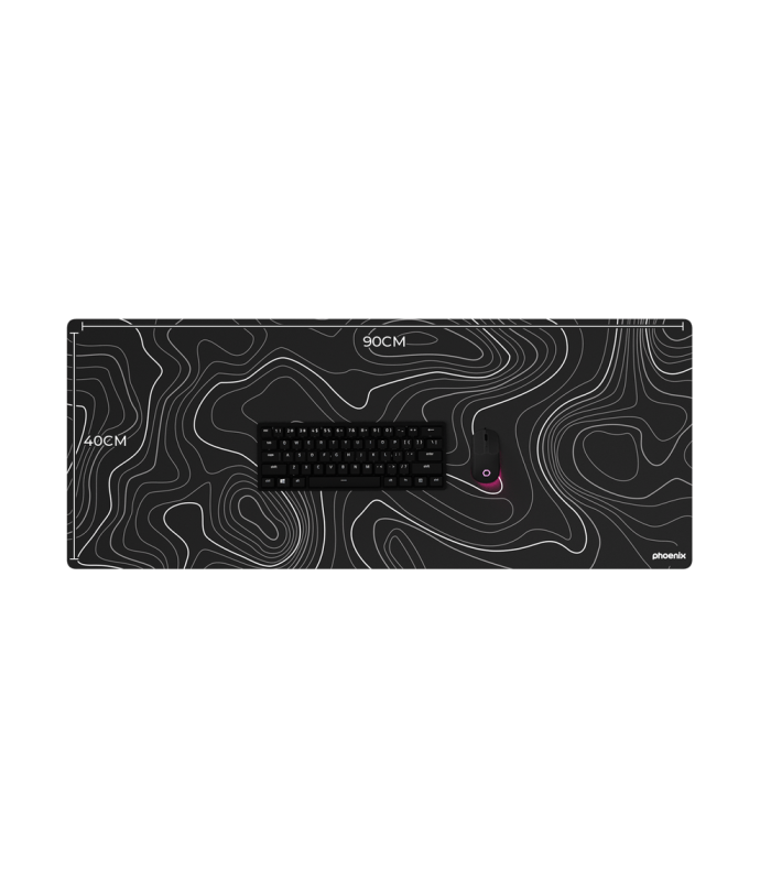 Alfombrilla phoenix stratos para ratón escritorio negra 90 x 40 cm con base de corcho y superficie cuero pu