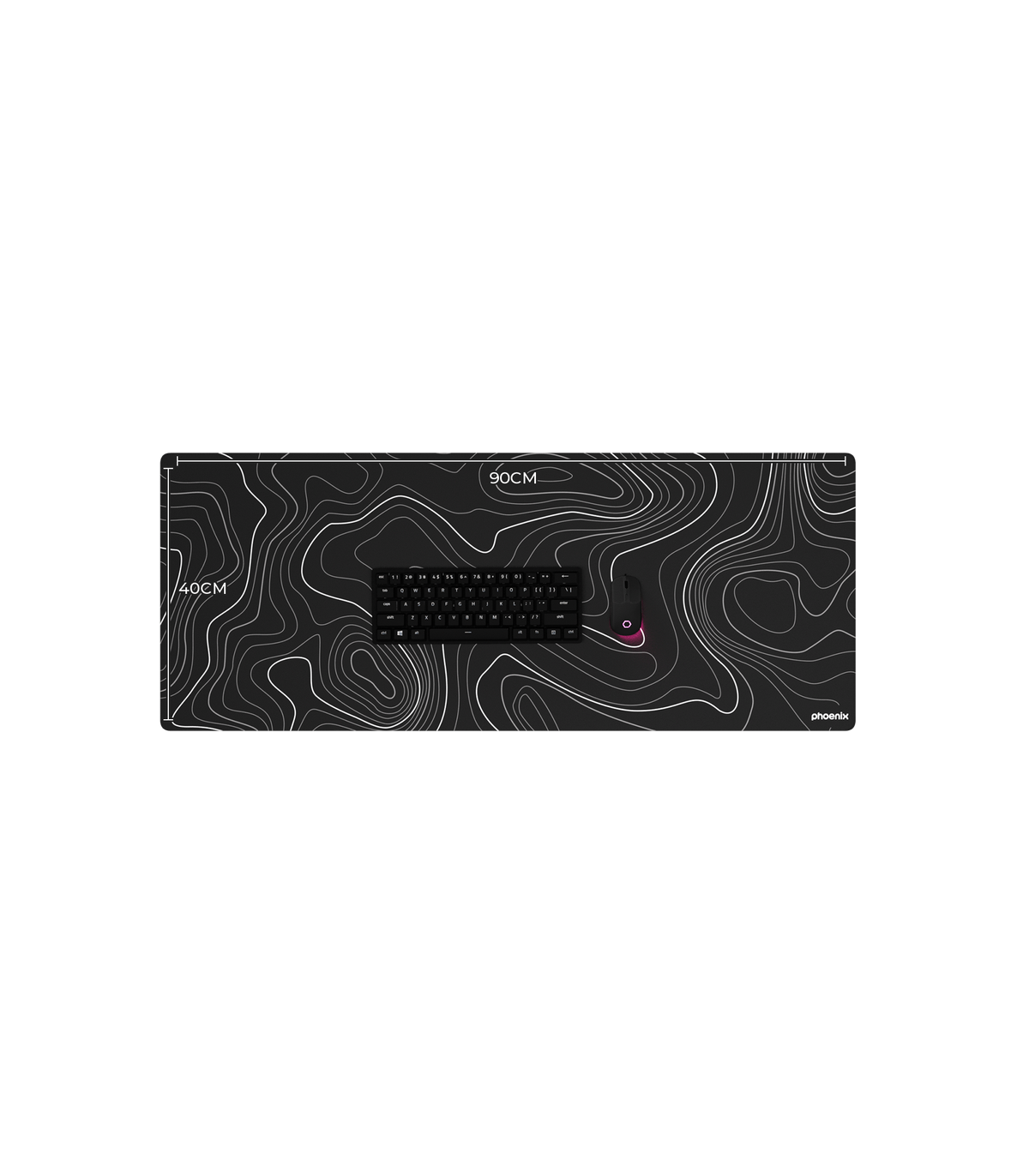 Alfombrilla phoenix stratos para ratón escritorio negra 90 x 40 cm con base de corcho y superficie cuero pu