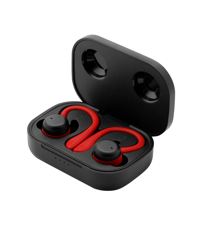 Auriculares deportivos phoenix spartan bluetooth 5.3 manos libres accesorios intercambiables detalles en rojo