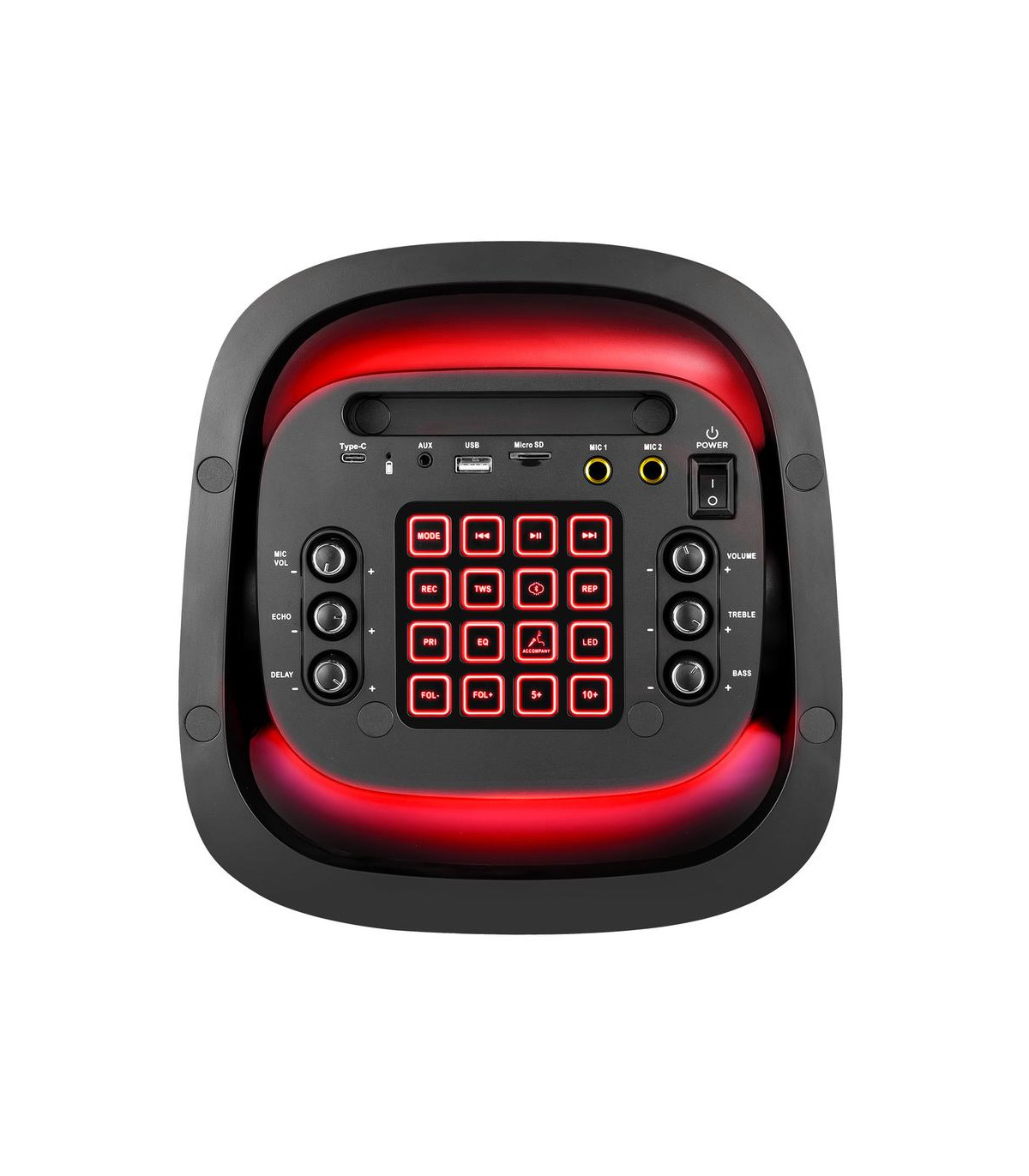 Altavoz rumbleboss phoenix 80w rms batería 4000 mah función karaoke 2 microfonos inalambricos incluidos