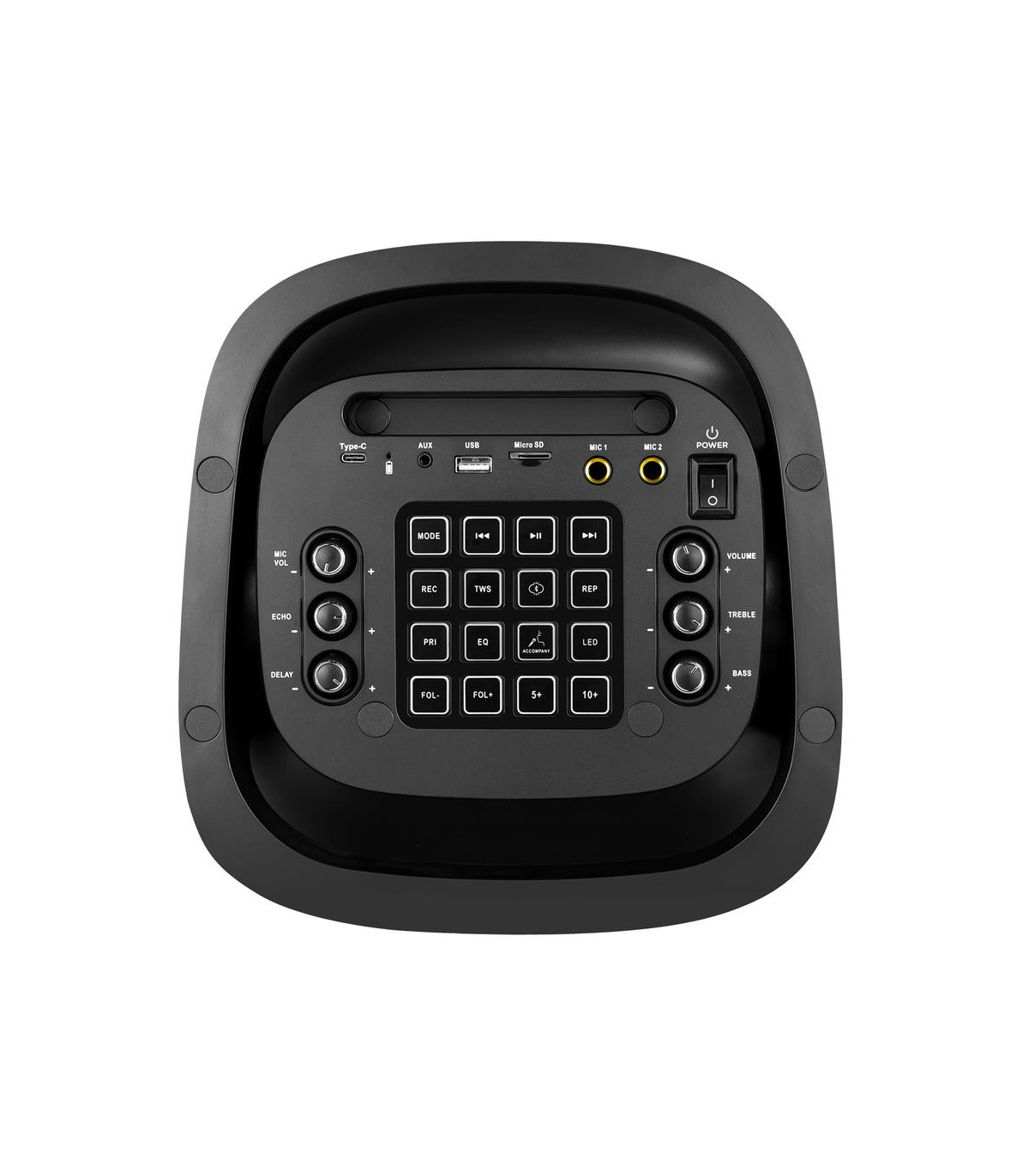 Altavoz rumbleboss phoenix 80w rms batería 4000 mah función karaoke 2 microfonos inalambricos incluidos