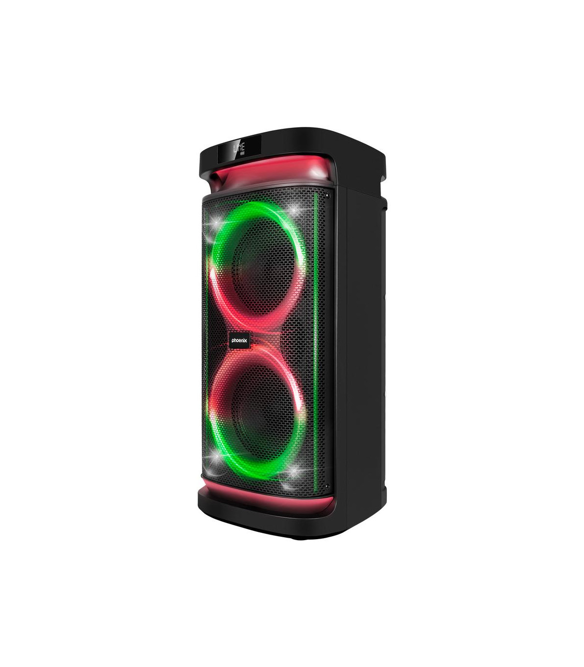 Altavoz rumbleboss phoenix 80w rms batería 4000 mah función karaoke 2 microfonos inalambricos incluidos