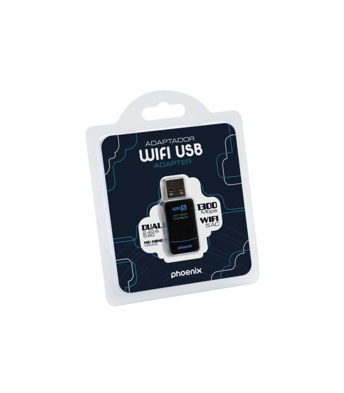 Phoenix nano adaptador usb receptor red inalámbrico 1300mbps dual band