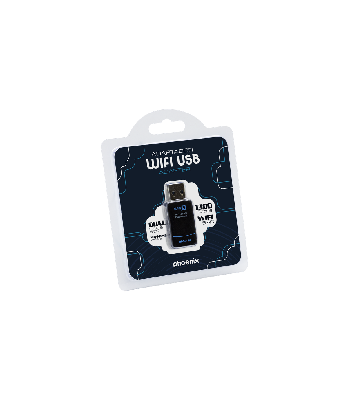 Phoenix nano adaptador usb receptor red inalámbrico 1300mbps dual band