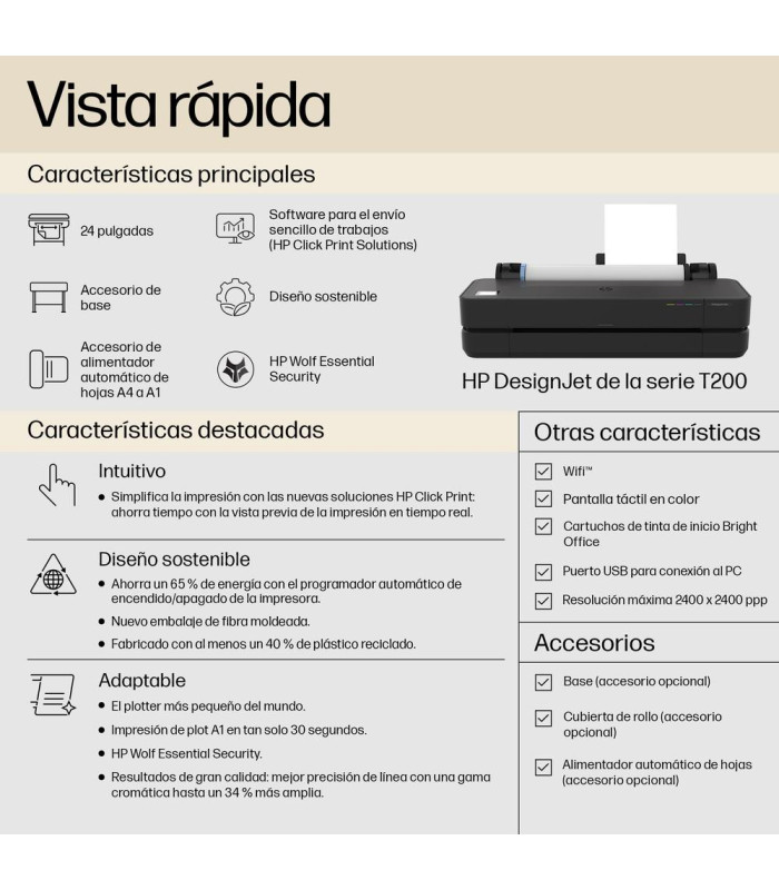 Plotter hp designjet t250 a1 -  usb -  red -  wifi