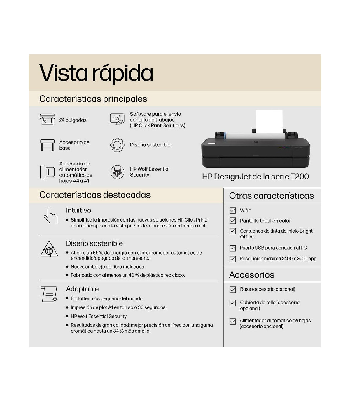 Plotter hp designjet t250 a1 -  usb -  red -  wifi