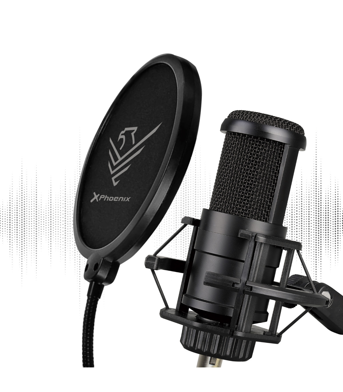 Kit microfono phoenix streamcast pro gaming conector jack - brazo articulado - filtro antipop y montura antivibración