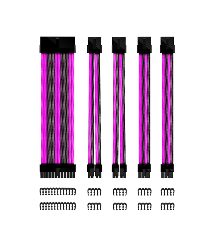 Kit de extension phoenix cables fuente de alimentacion 30cm 24 pines - 4 + 4 pines - 6 + 2 pines negro y morado