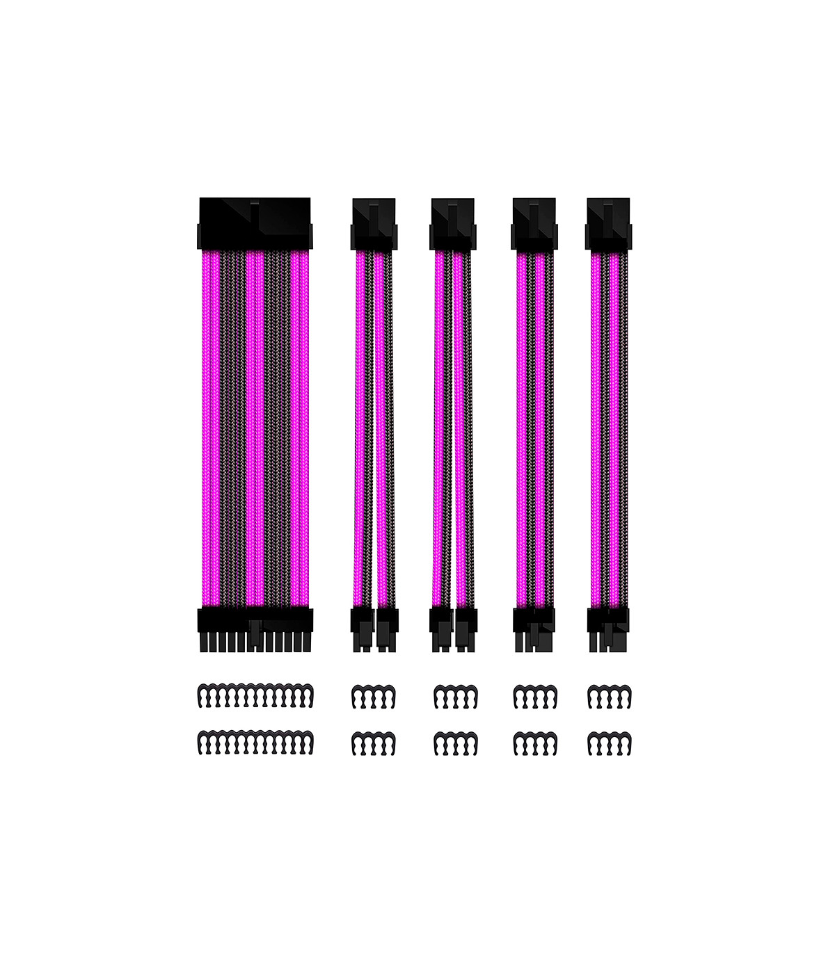 Kit de extension phoenix cables fuente de alimentacion 30cm 24 pines - 4 + 4 pines - 6 + 2 pines negro y morado