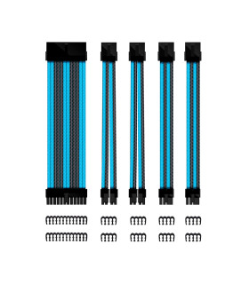 Kit de extension phoenix cables fuente de alimentacion 30cm 24 pines - 4 + 4 pines - 6 + 2 pines negro y azul