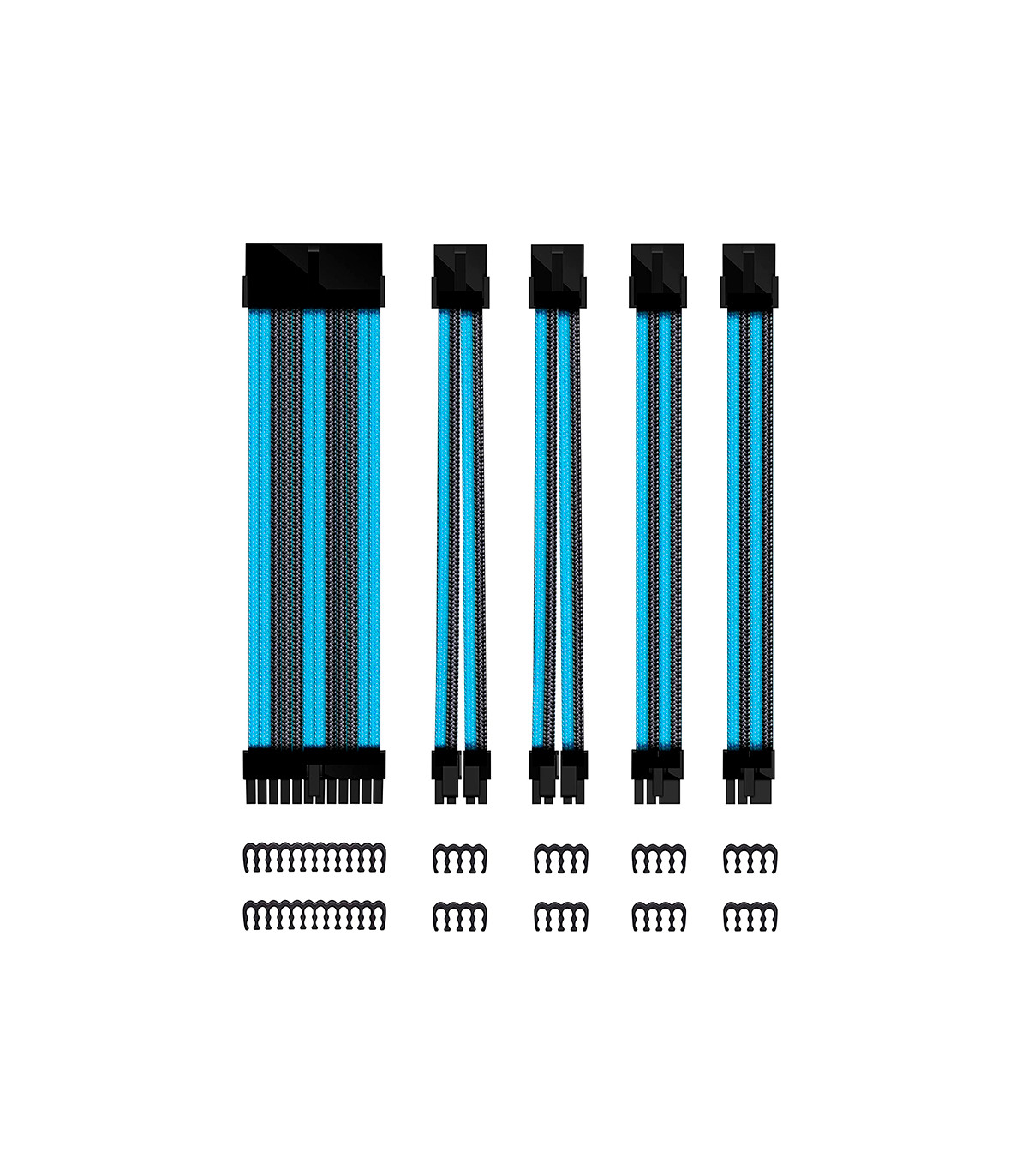 Kit de extension phoenix cables fuente de alimentacion 30cm 24 pines - 4 + 4 pines - 6 + 2 pines negro y azul