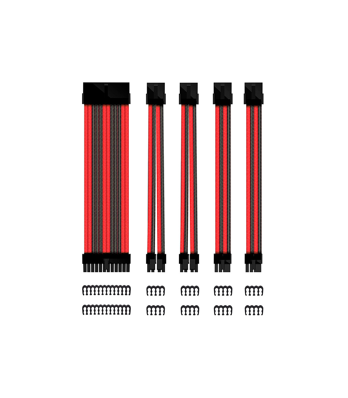 Kit de extension phoenix cables fuente de alimentacion 30cm 24 pines - 4 + 4 pines - 6 + 2 pines negro y rojo