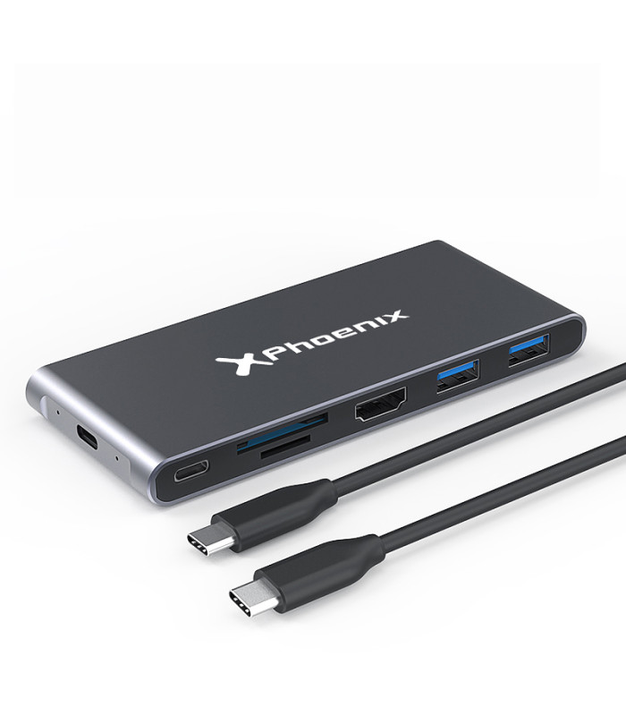 Docking caja externa phoenix para disco m.2 con hub usb tipo c 6 en 1
