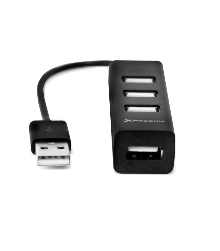 Hub usb portatil phoenix 4 puertos usb 2.0 cable conector usb flexible diseño compacto