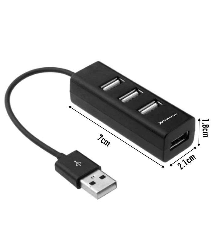 Hub usb portatil phoenix 4 puertos usb 2.0 cable conector usb flexible diseño compacto