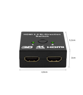 Hub 2 hdmi splitter 4k con conmutador manual