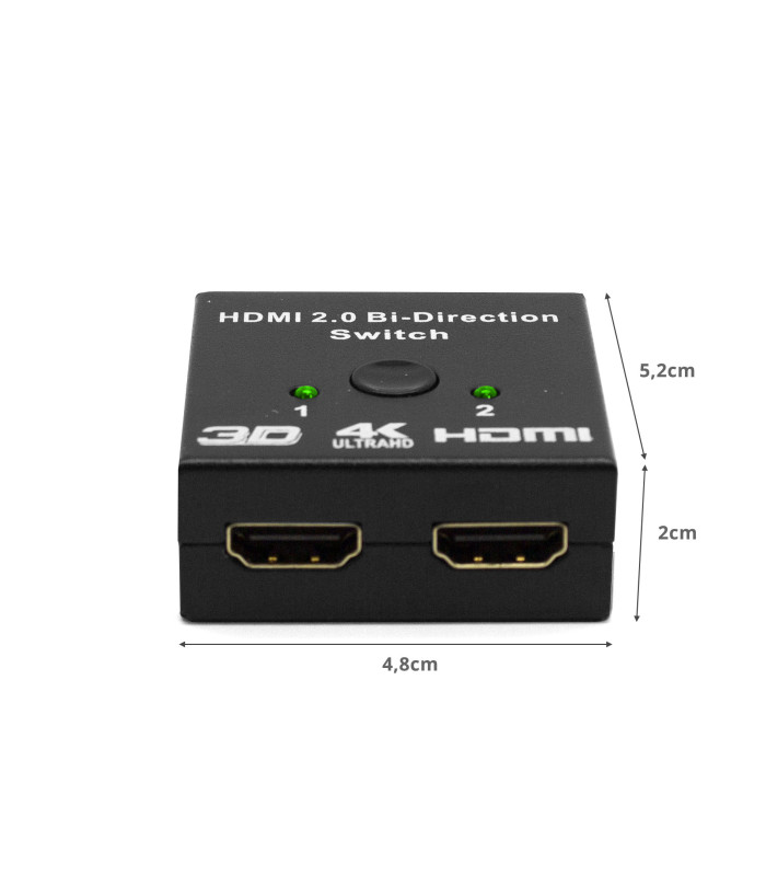 Hub 2 hdmi splitter 4k con conmutador manual