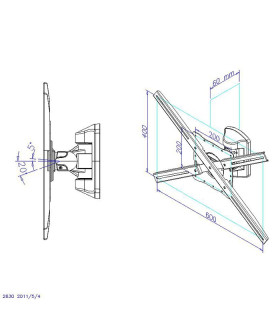 Soporte articulado de pared phoenix para pantalla tv rotacion giro e inclinacion 20º hasta 35 kg gris metalizado