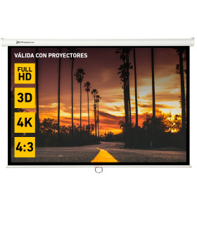 Pantalla manual videoproyector pared y techo phoenix 100´´ ratio 4:3 - 16:9 2m x 1.5m posicion ajustable - carcasa blanca - tela