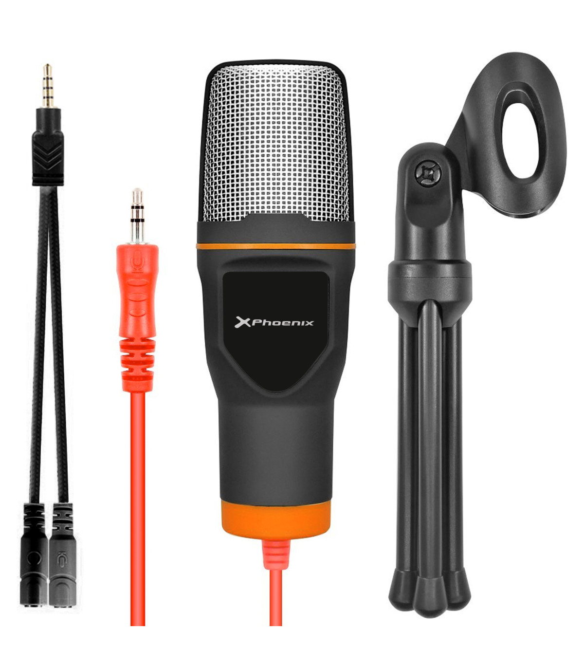 Microfono phoenix multimedia podcaststudio con cable jack para pc ordenador conferencias