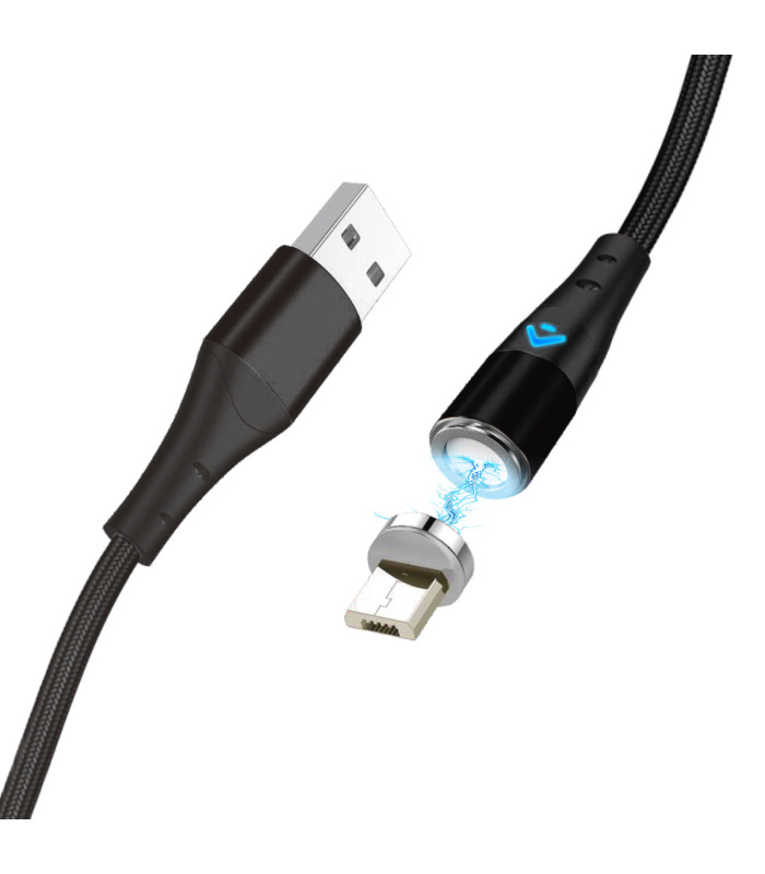 Cable de carga rápida 3a y datos - magnético - micro usb - 1 m