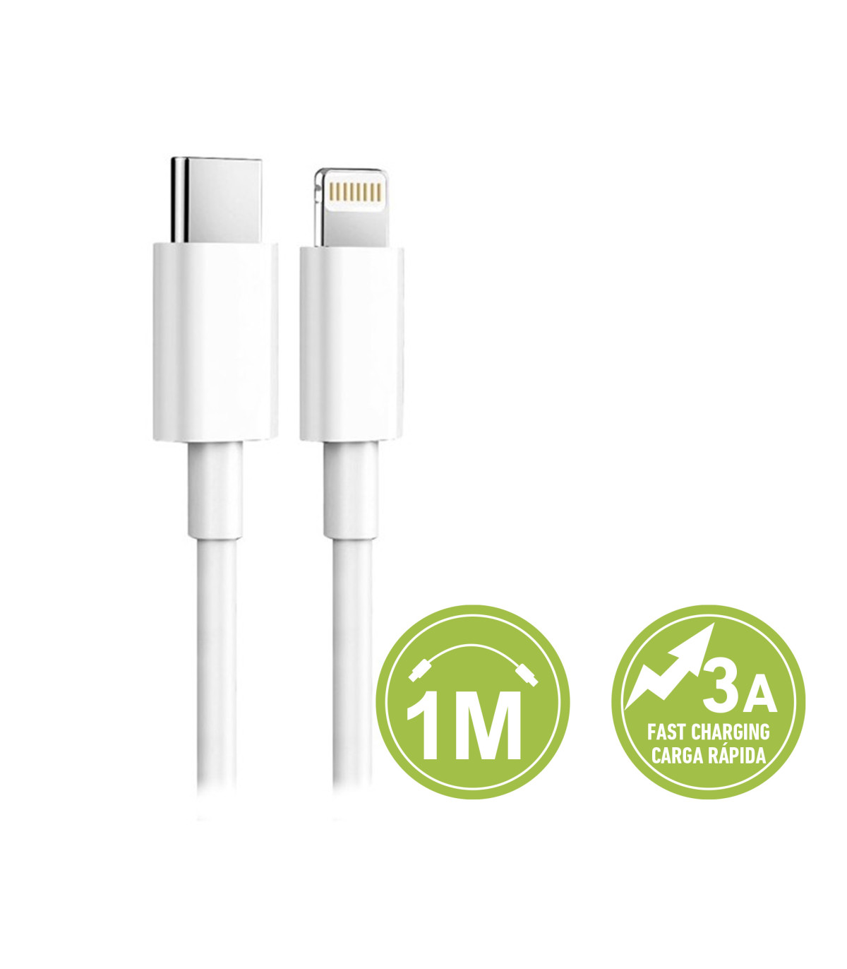 Cable mfi de carga rapida 3a y datos usb -  lightning para iphone ipad 1 m