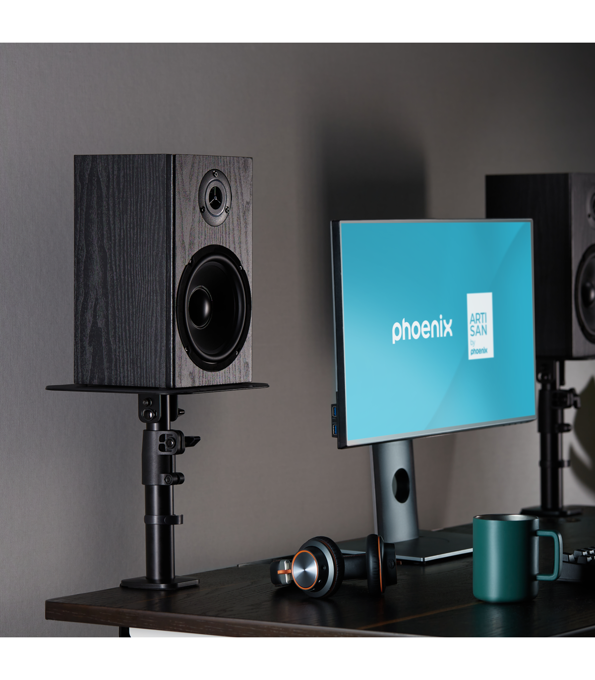 Soportes universales phoenix para altavoces de escritorio - ajustables en altura e inclinación
